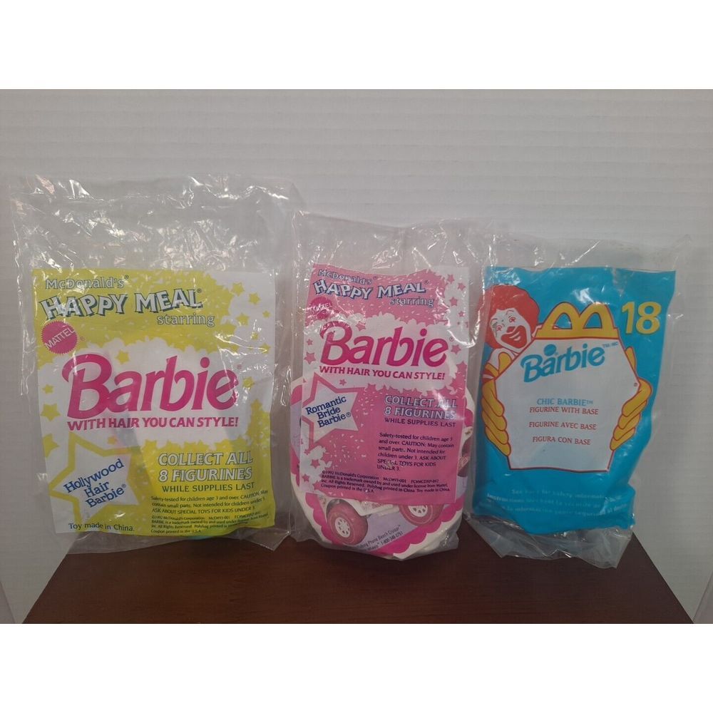 Set Of 3 NEW BARBIE McDonald's Happy Meal Toy 1992, 1999, 1992. Chic, Romantic